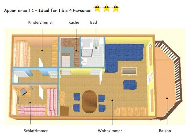 Grundriss Ferienappartement / Ferienwohnung 1 Grundriss Ferienappartement / Ferienwohnung 1